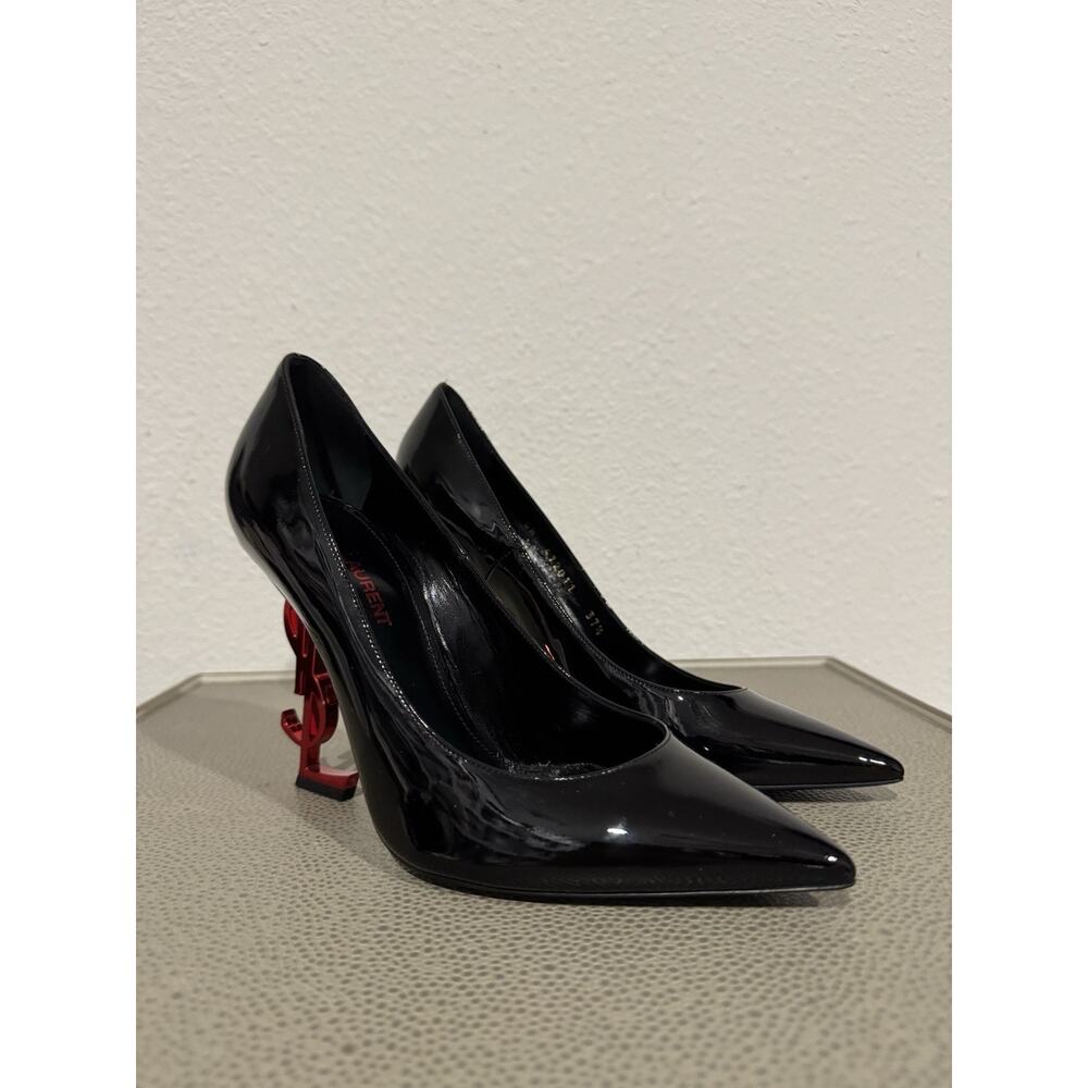 Saint Laurent Black Patent Leather Opyum Pumps Size 37.5 - Picture 2 of 16